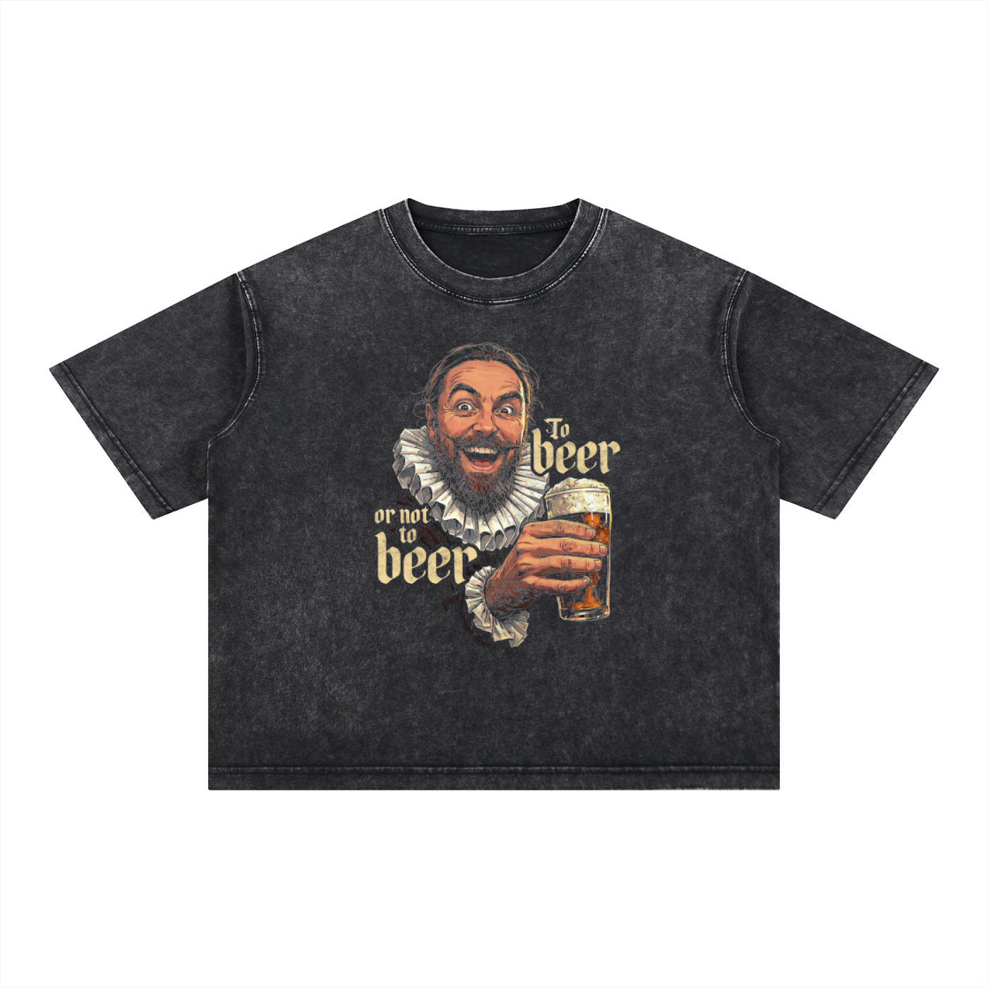 To Beer or Not to Beer Mineral Wash Boxy Cotton T-Shirt