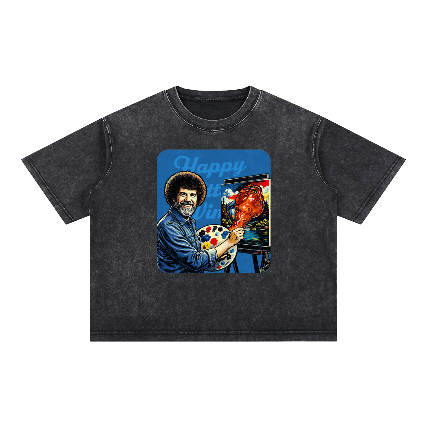 Bob Ross Mineral Wash Boxy Cotton T-Shirt