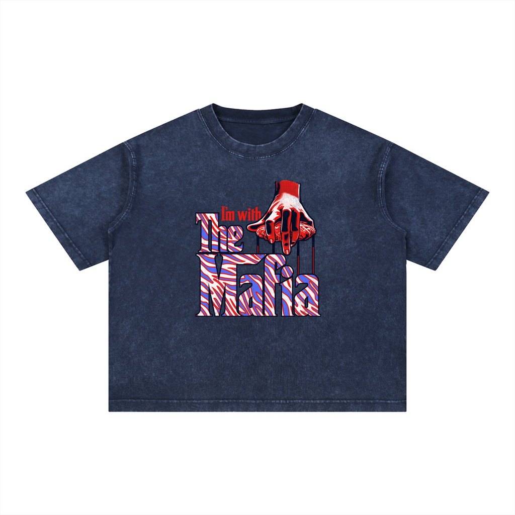I'm With The Mafia Mineral Wash Boxy Cotton T-Shirt